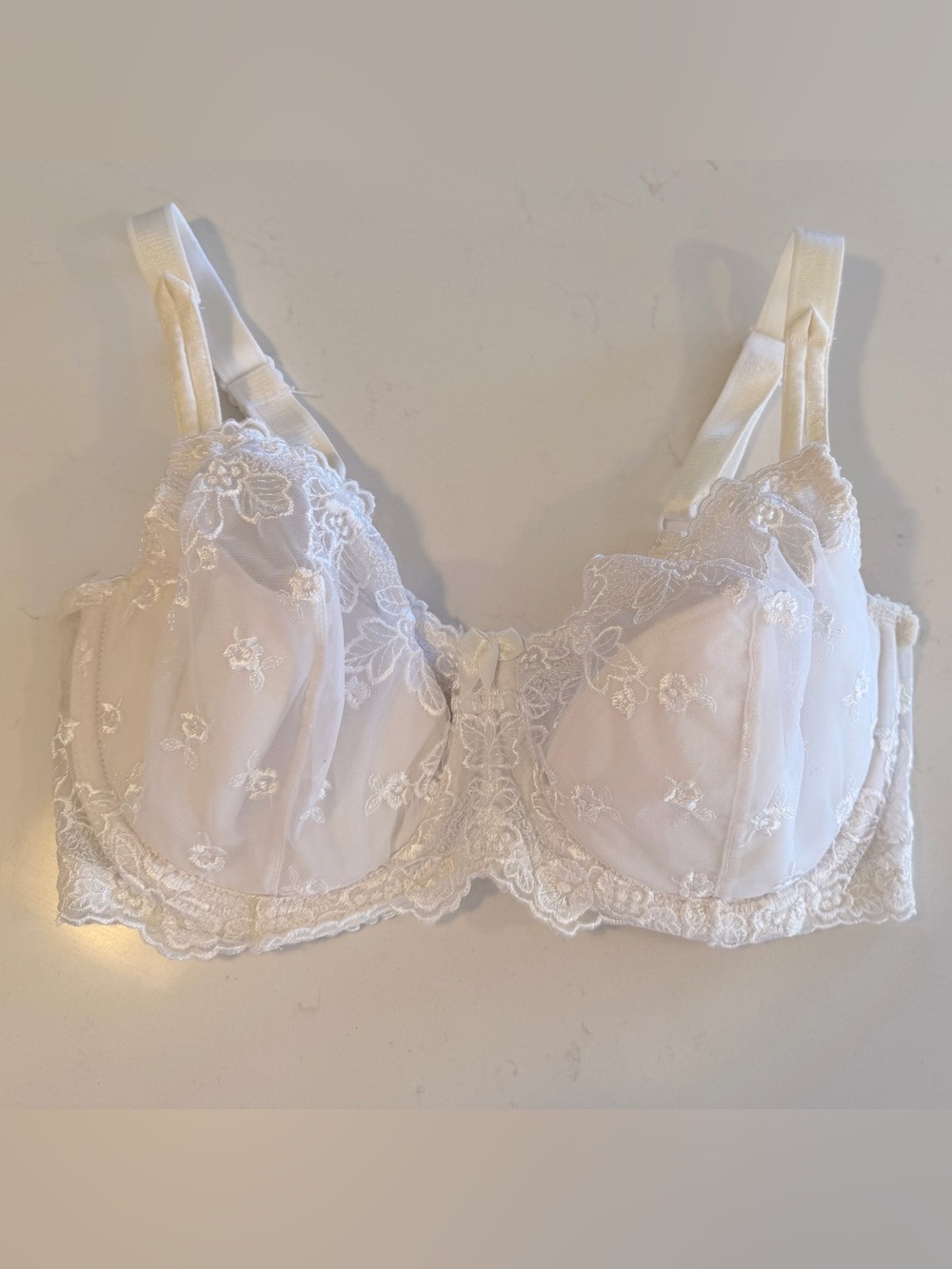 Bali White Floral Lace Underwire Push Up Bra - Style 3460 - 36D